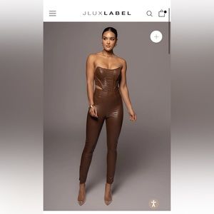 JLUXLABEL High Wasted PU Crocodile Textured Pants and Bustier SET size Med